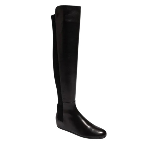 Stuart Weitzman MAINLINE Hidden Wedge Over the Knee Boot Black Leather Size 8.5 - Picture 1 of 11